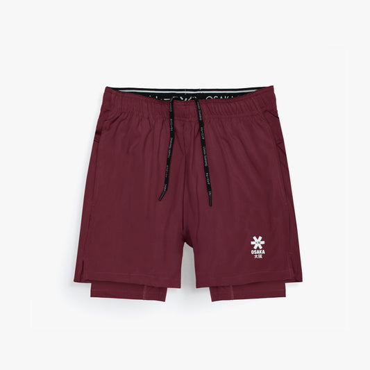 2618-Osaka Two In One Shorts For Men-Burgundy