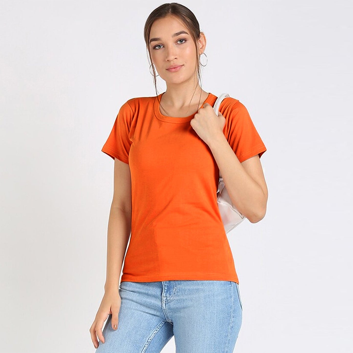 Fapak Solid Round Neck T-shirt For Women-2405