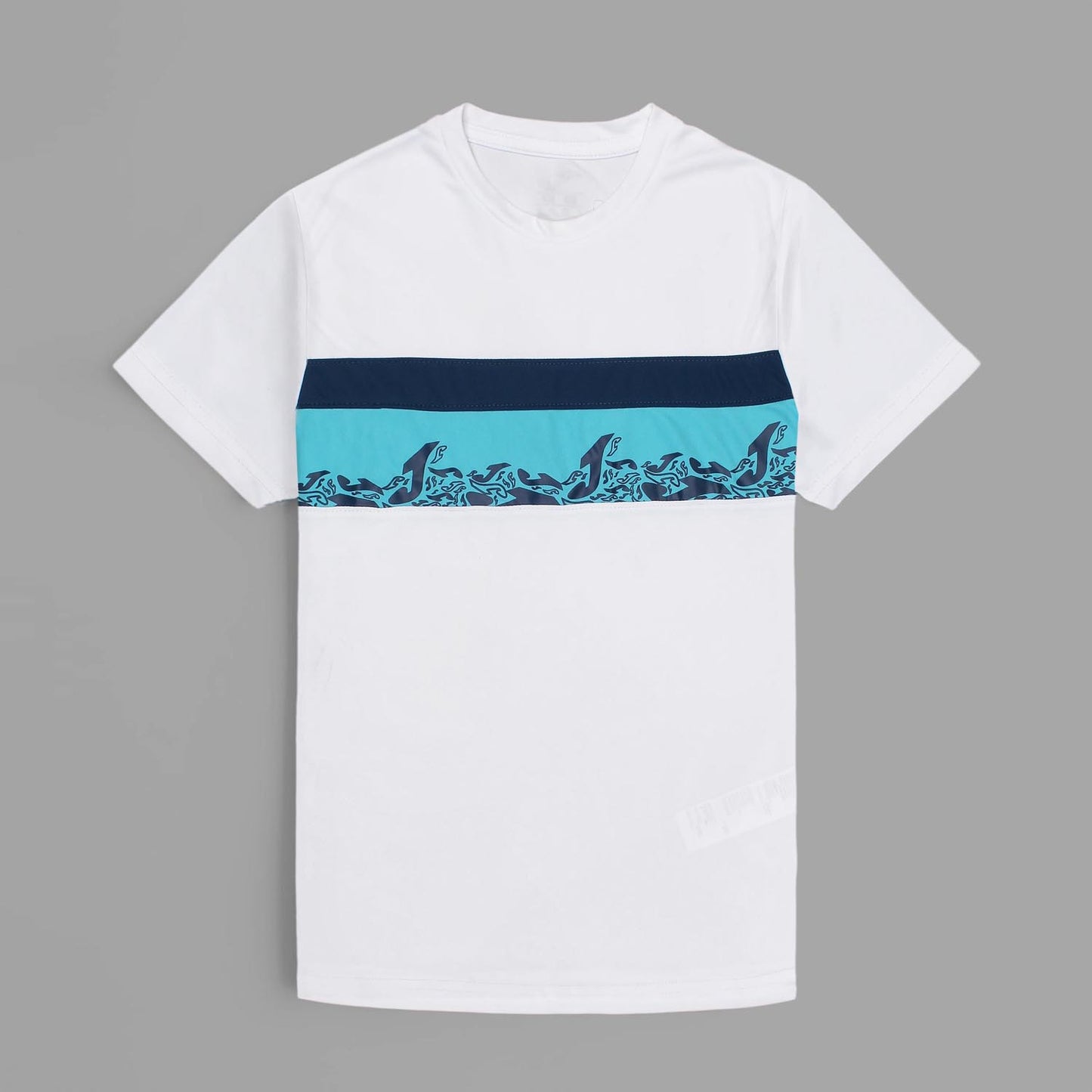 Joma Blizzard Summer Polyester T-shirt For Kids-KTST-2192White Turquoise