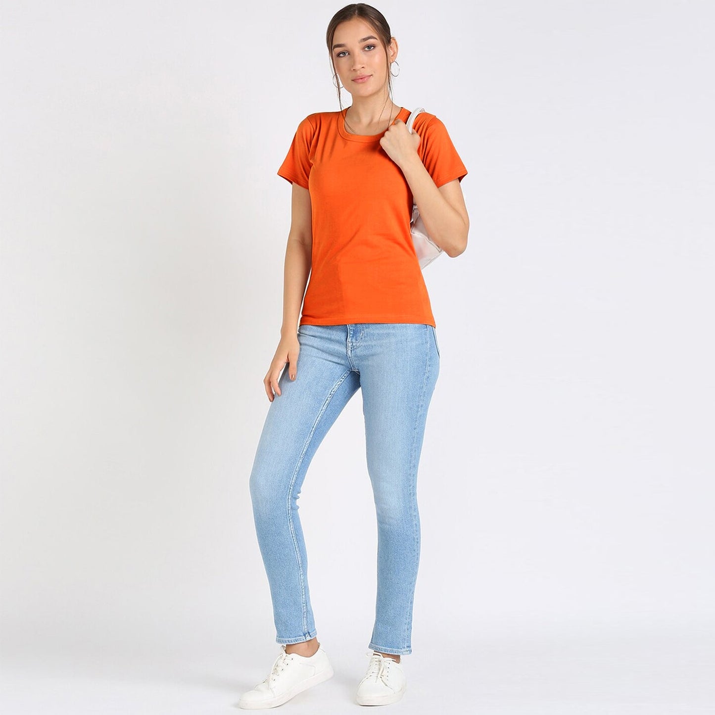 Fapak Solid Round Neck T-shirt For Women-2405