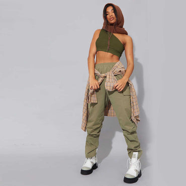 One shoulder CropTop Isawitfirst-2289-Fx1031-Olive