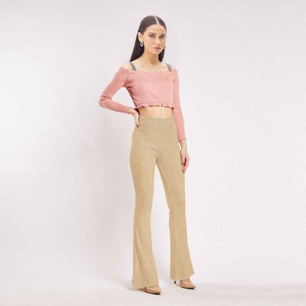 Ribbed Bell Bottom Trouser Isawitfirst-Fx1041-2297-Beige