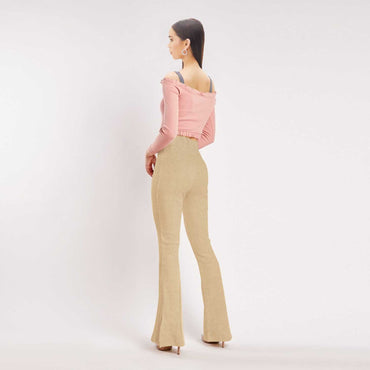 Ribbed Bell Bottom Trouser Isawitfirst-Fx1041-2297-Beige