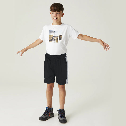 Cotton Short with Side Panel For Boys-KSHR-2236-blk