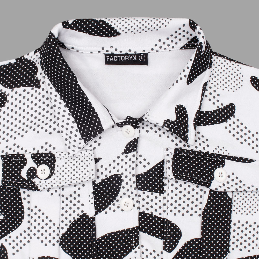 Utility Pocket black and white dots tracksuit-Ladies-2032-White Black