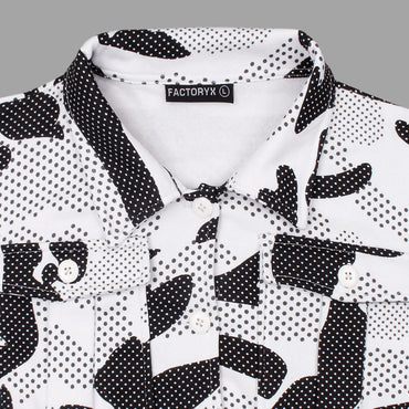 Utility Pocket black and white dots tracksuit-Ladies-2032-White Black