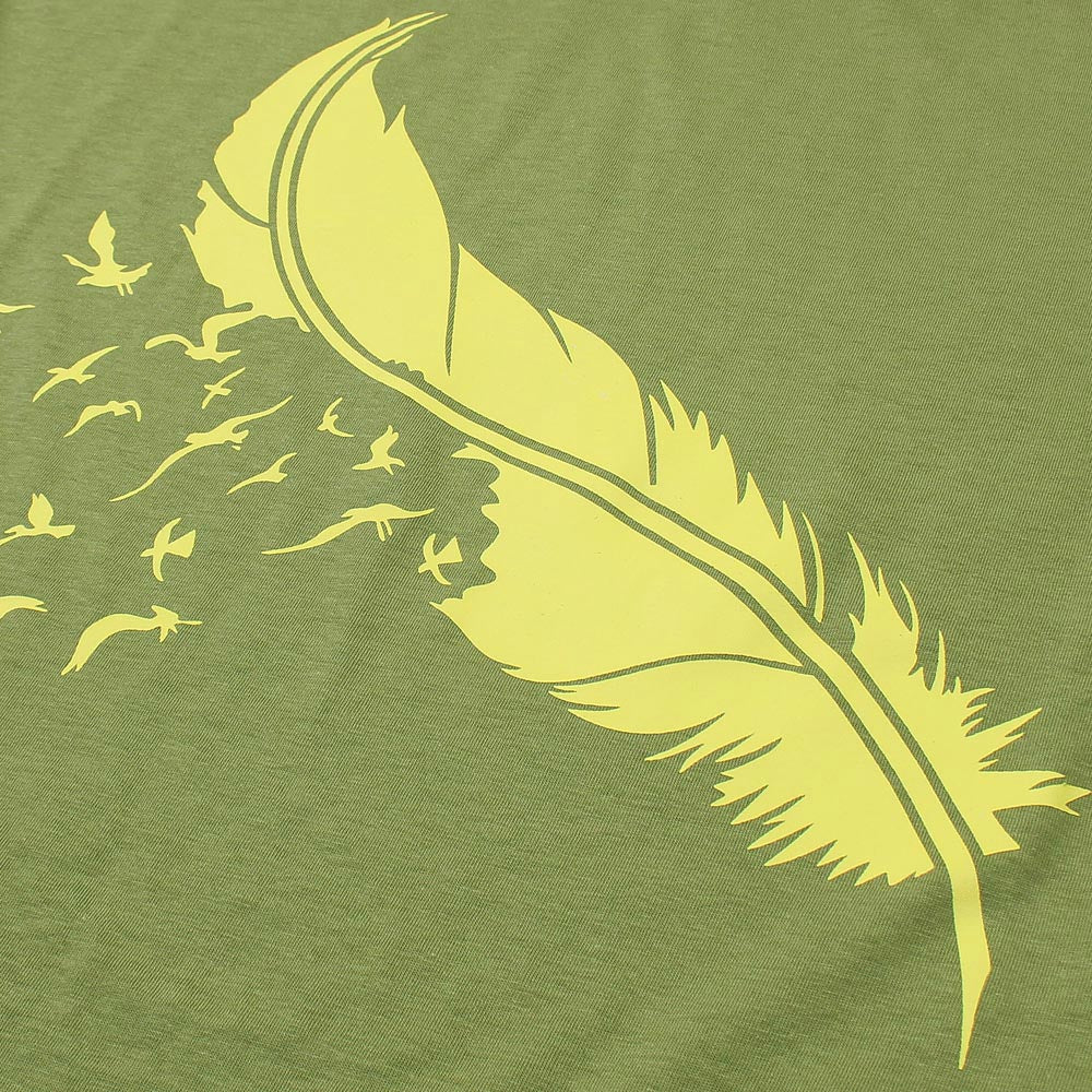 Leaf Printed T-shirt For Ladies-2242-Olive