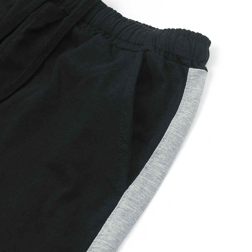 Cotton Short with Side Panel For Boys-KSHR-2236-blk