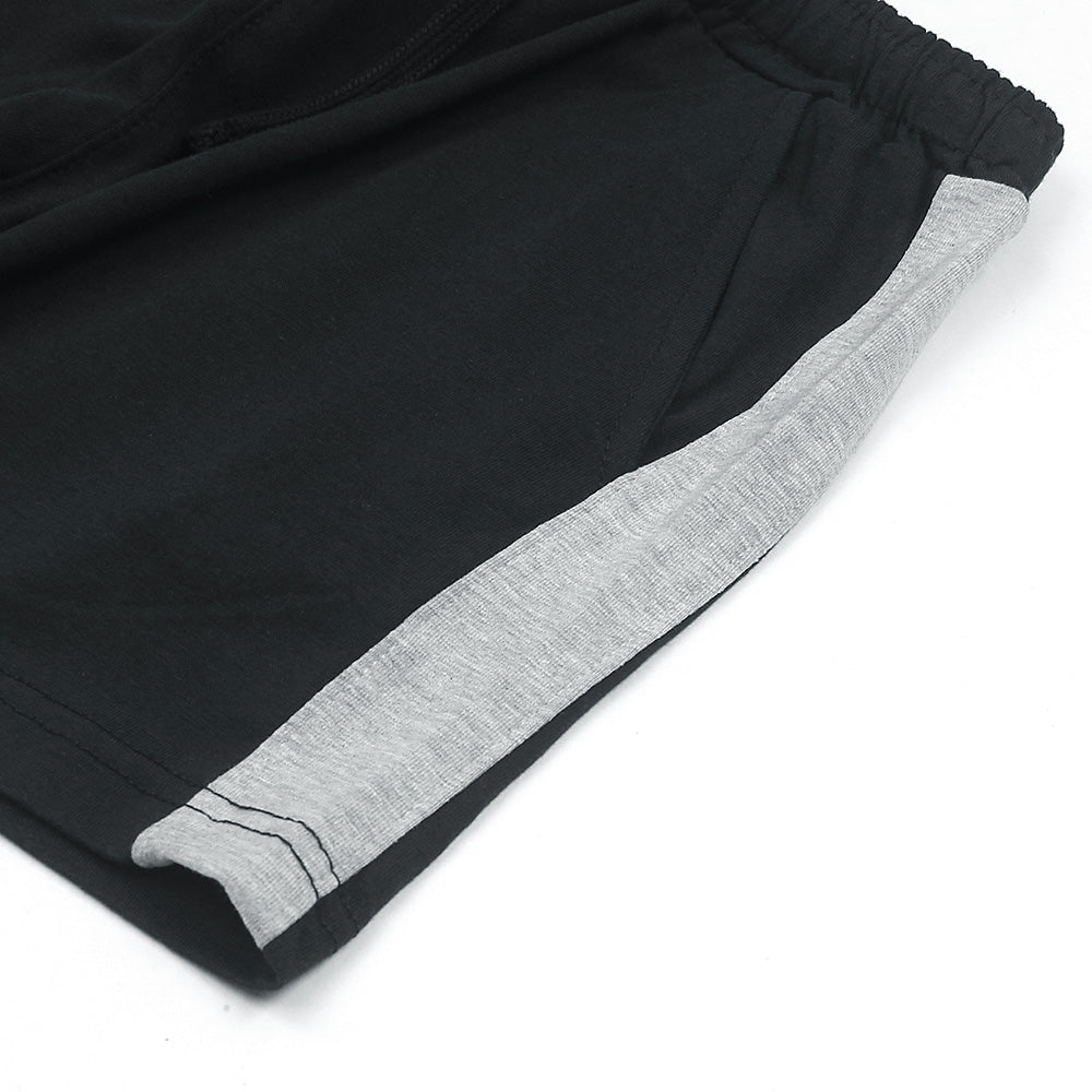 Cotton Short with Side Panel For Boys-KSHR-2236-blk
