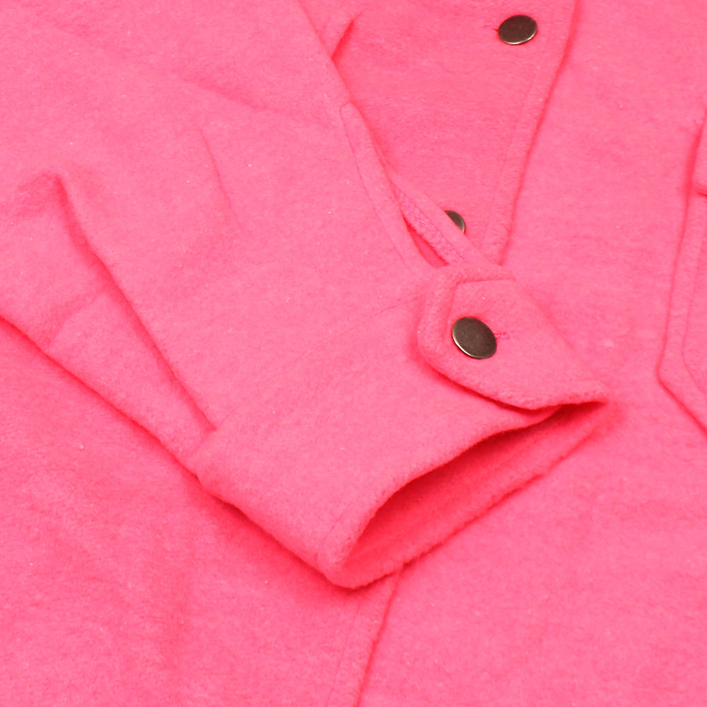 Plain Fuchsia Fleece Shacket For Women-2488