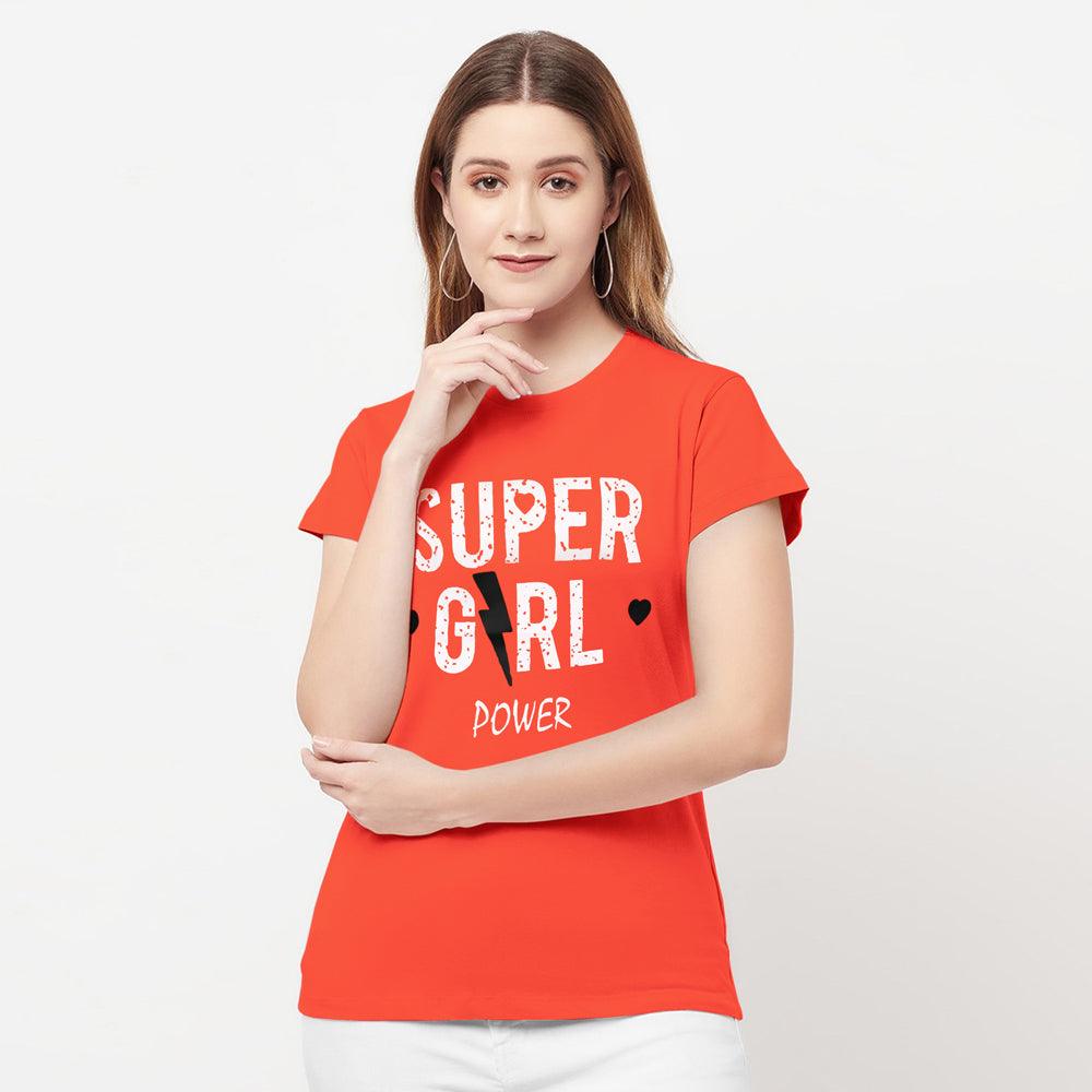 Super Girl Print T-Shirt For Women-0009