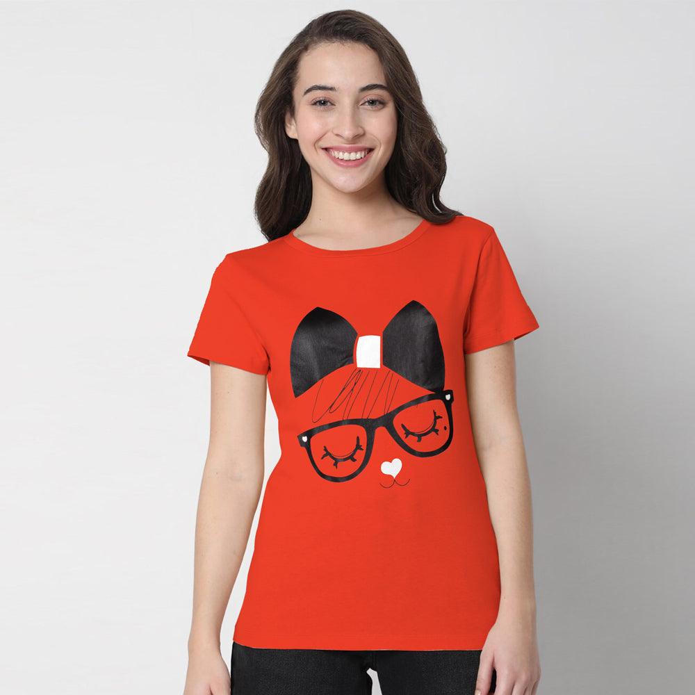 Cat Print T-Shirt For Women-0001