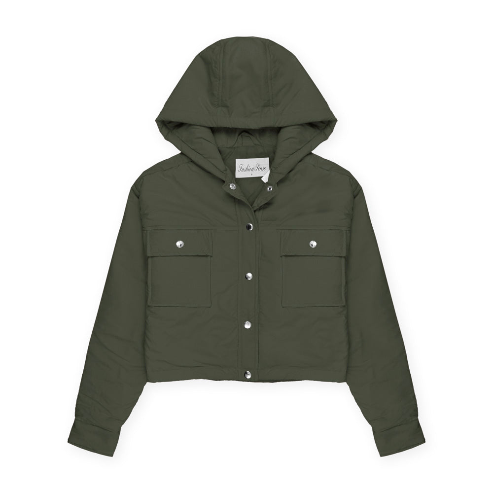 Hooded Full Sleeve Crop Jacket for Women-Fp730-2036