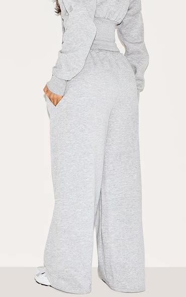 Petite Oversized Wide Leg Trousers-PLT-2550-Grey