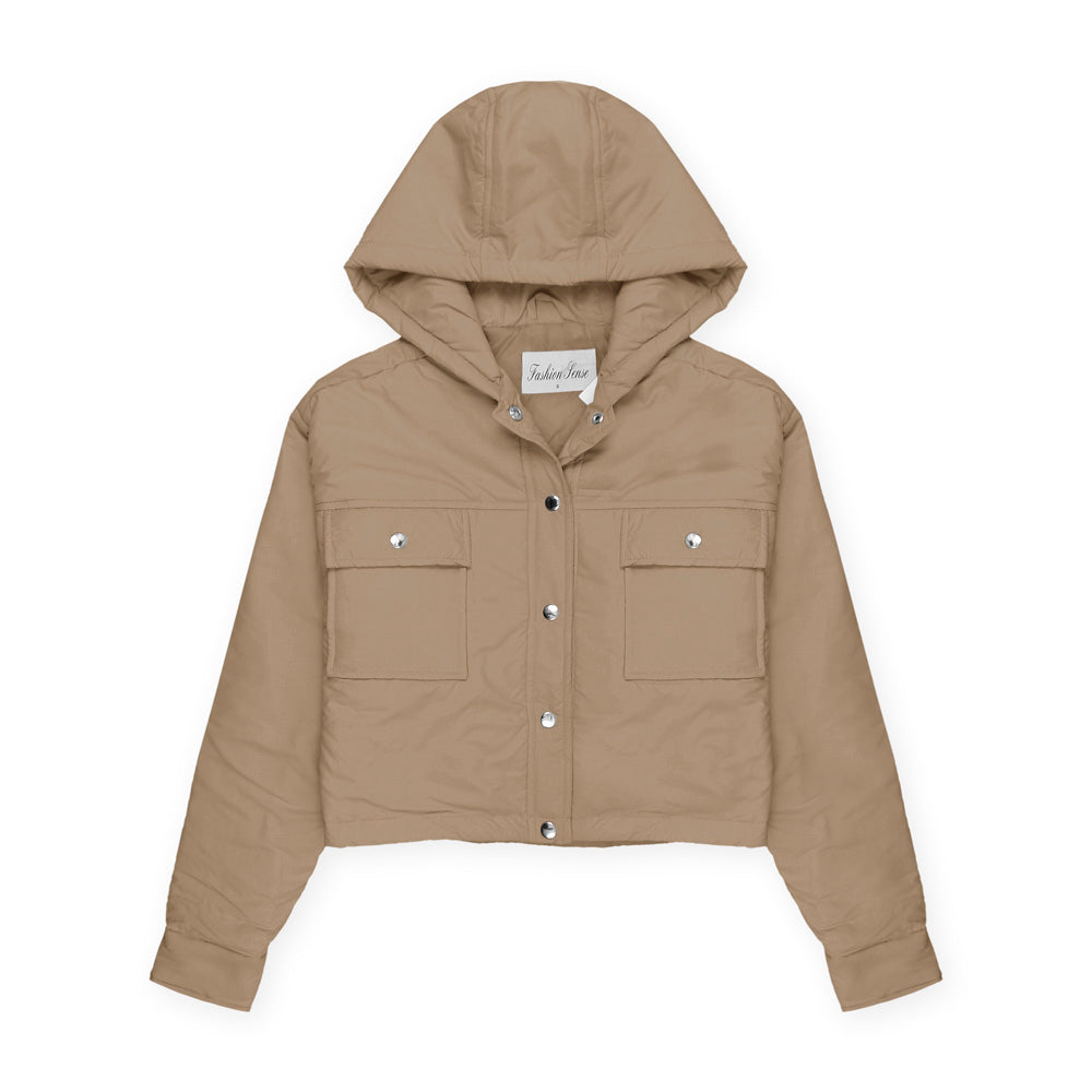 Hooded Full Sleeve Crop Jacket for Women-Fp730-2036
