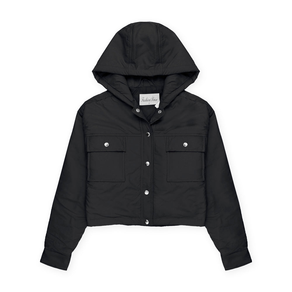 Hooded Full Sleeve Crop Jacket for Women-Fp730-2036