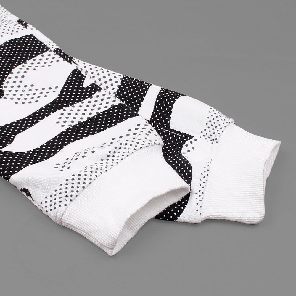 Utility Pocket black and white dots tracksuit-Ladies-2032-White Black