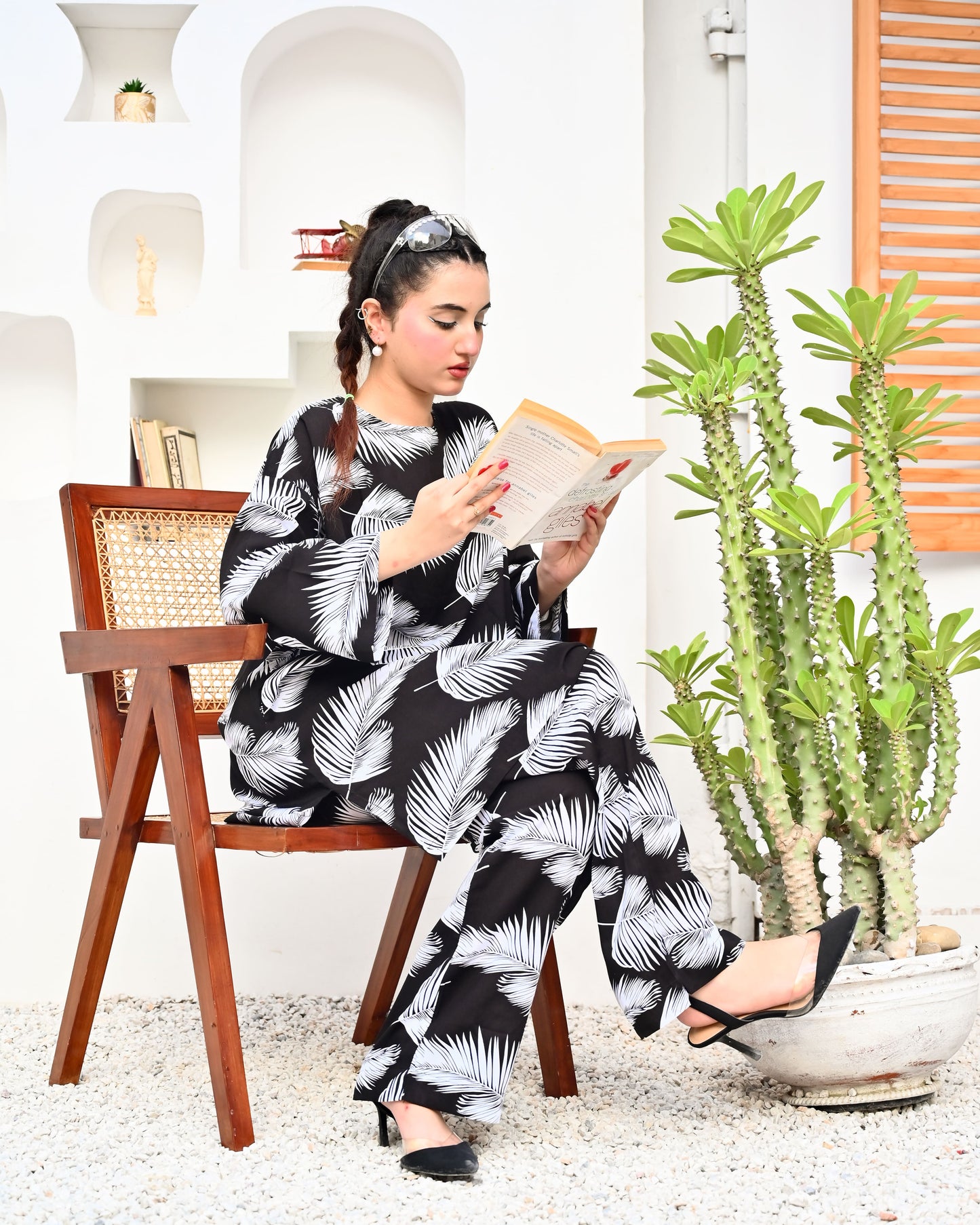 East West Crazy Age Printed Co-ord Set -2491-LF-Black