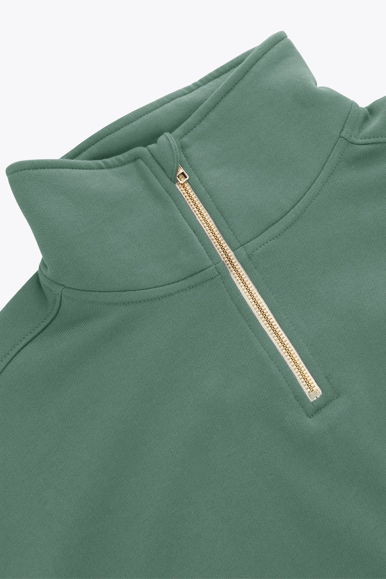 2732-Osk Women Cropped Drop Shoulder Half Zip Sweater-Green