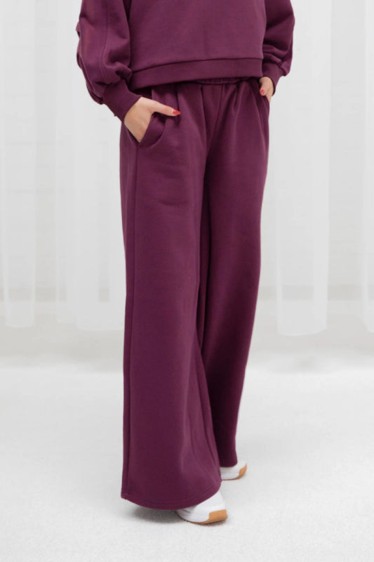 2741-Osk Women Sweatpants Wide Leg-Maroon