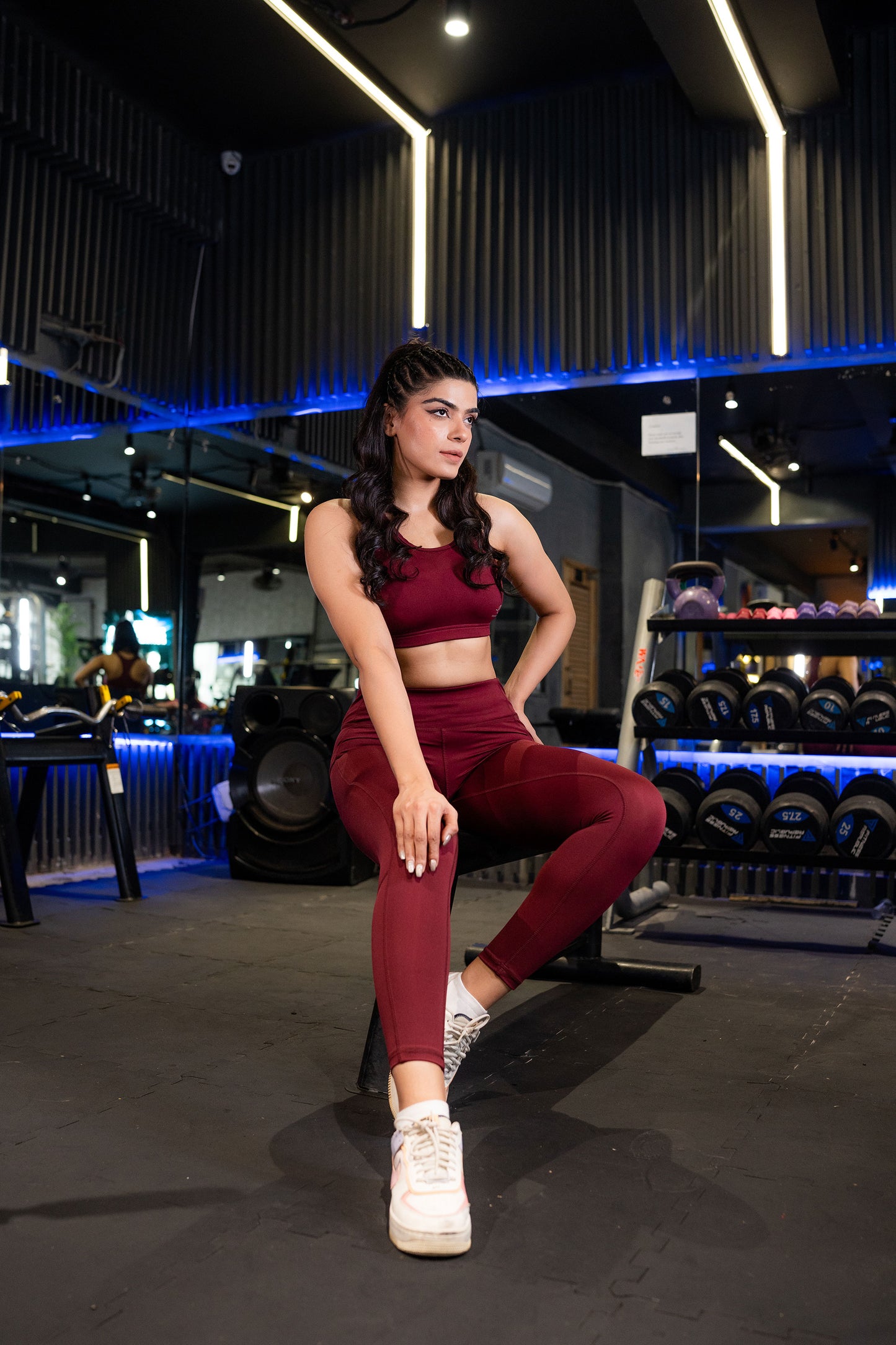 2753-Osk Gym Wear Sports Bra Set Women-Maroon