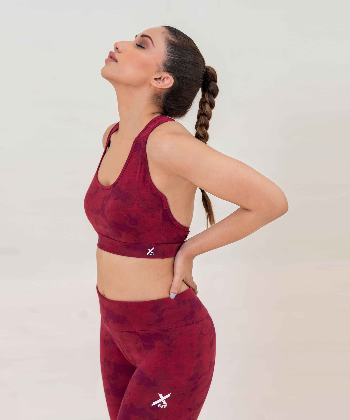 Cross over Camo Sports Bra-FX-58-Burgundy