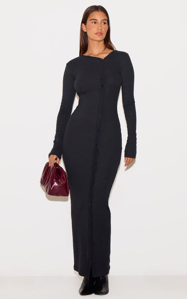 Button Detail Midaxi Dress For Women-2632