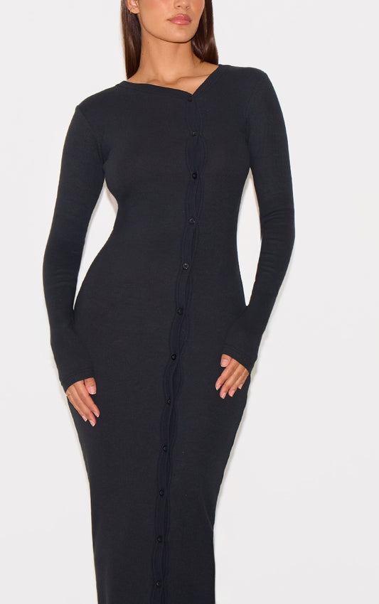 Button Detail Midaxi Dress For Women-2632