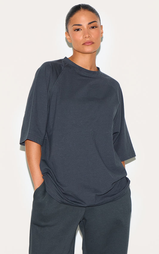 2667-Cotton Crew Neck Short Sleeve Oversized T Shirt