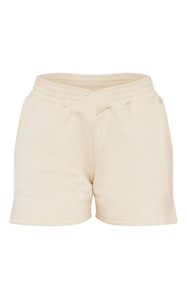 2755 Dipped Hip Sweat Shorts For Women-PLT-Beige