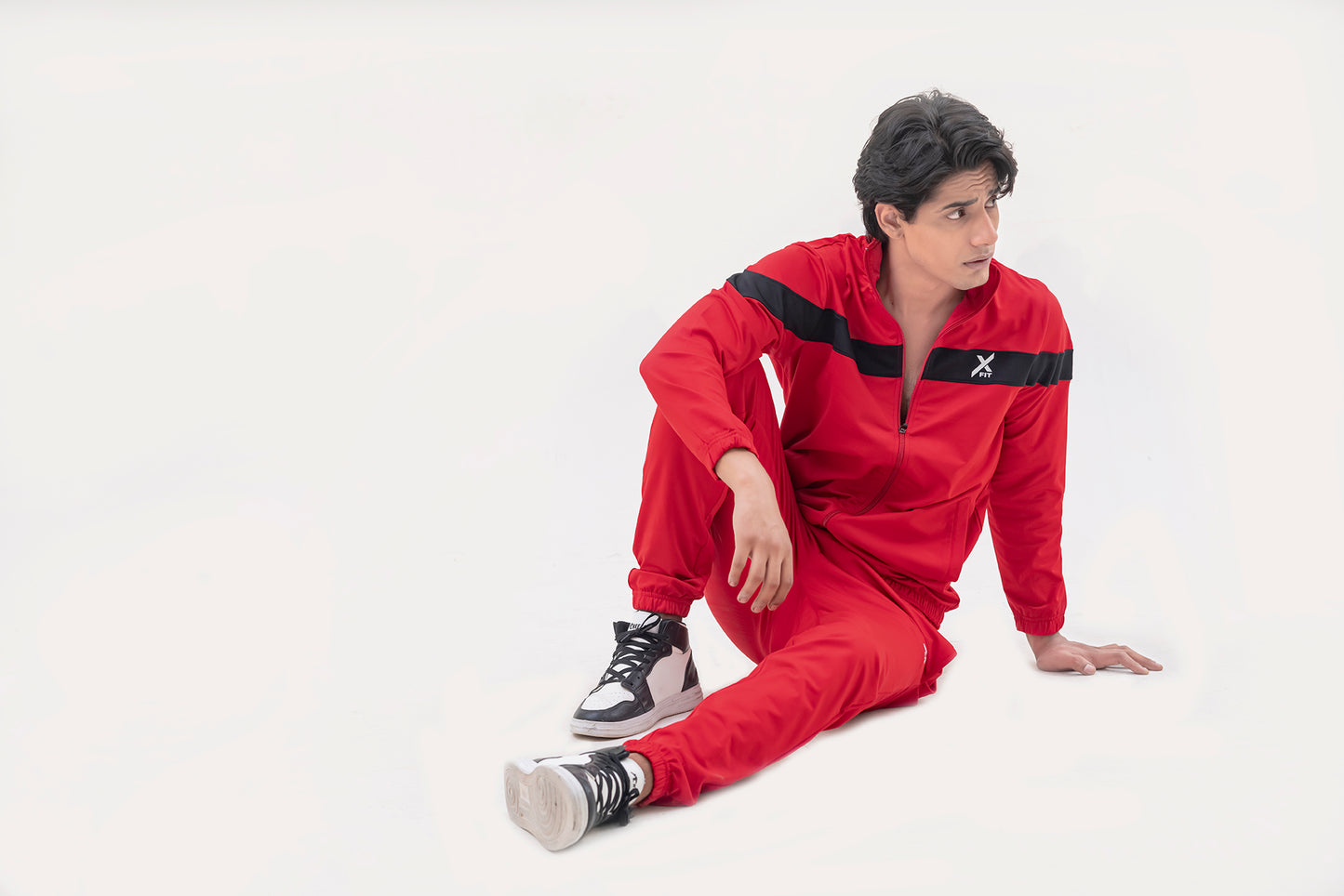 X-Fit Panel Tracksuit For Men-2581-Red