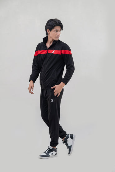 X-Fit Panel Zipper Tracksuit For Men-2581-Black