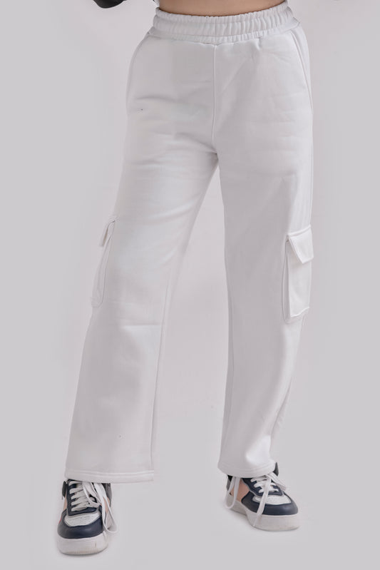 FX Cargo Pocket Trousers For Women-2586-White