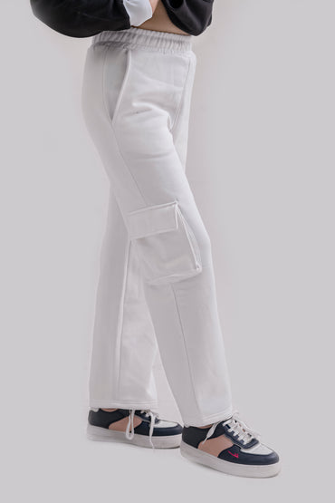 FX Cargo Pocket Trousers For Women-2586-White