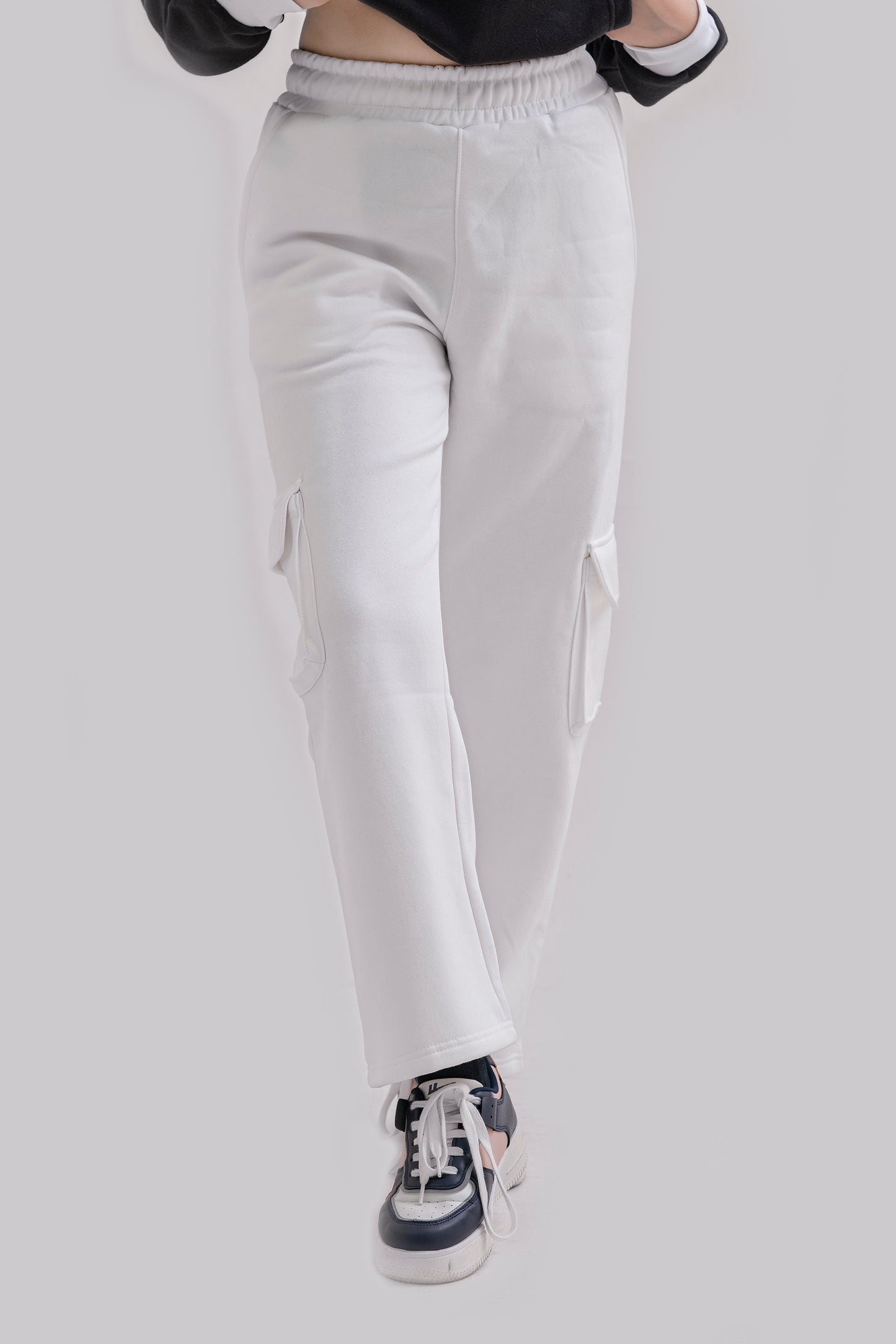 FX Cargo Pocket Trousers For Women-2586-White