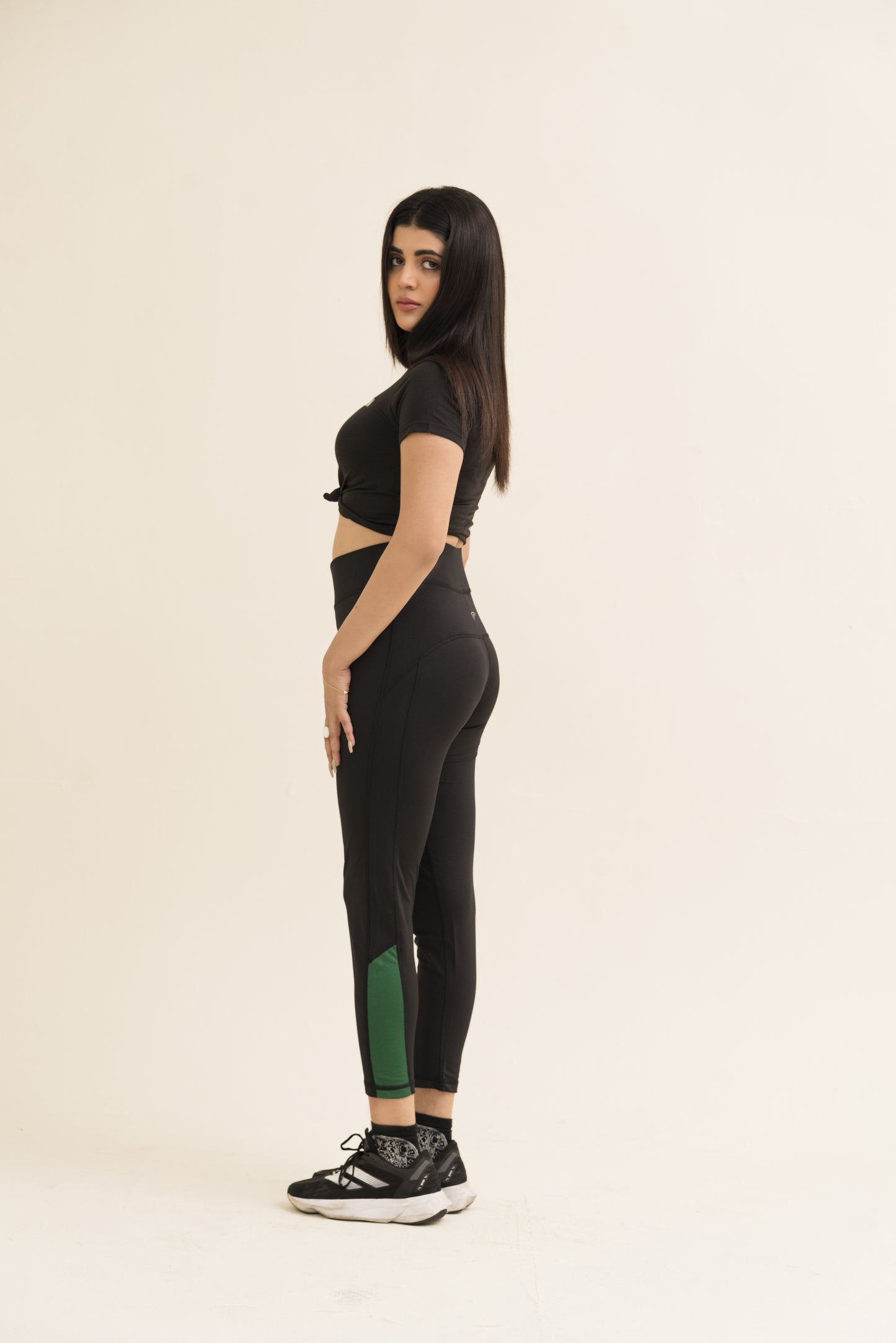 2517-Falcon Activewear Leggings For Gym/Yoga-FX1084-Black Emerald