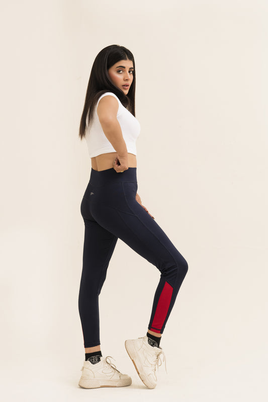 2517-Falcon Activewear Leggings For Gym/Yoga-FX 1084-Navy Red