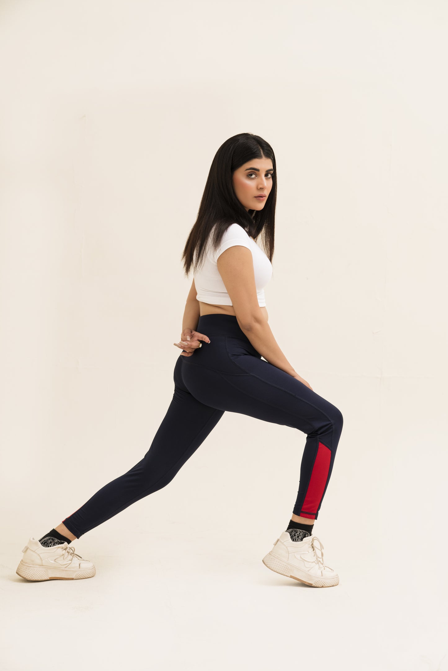 2517-Falcon Activewear Leggings For Gym/Yoga-FX 1084-Navy Red