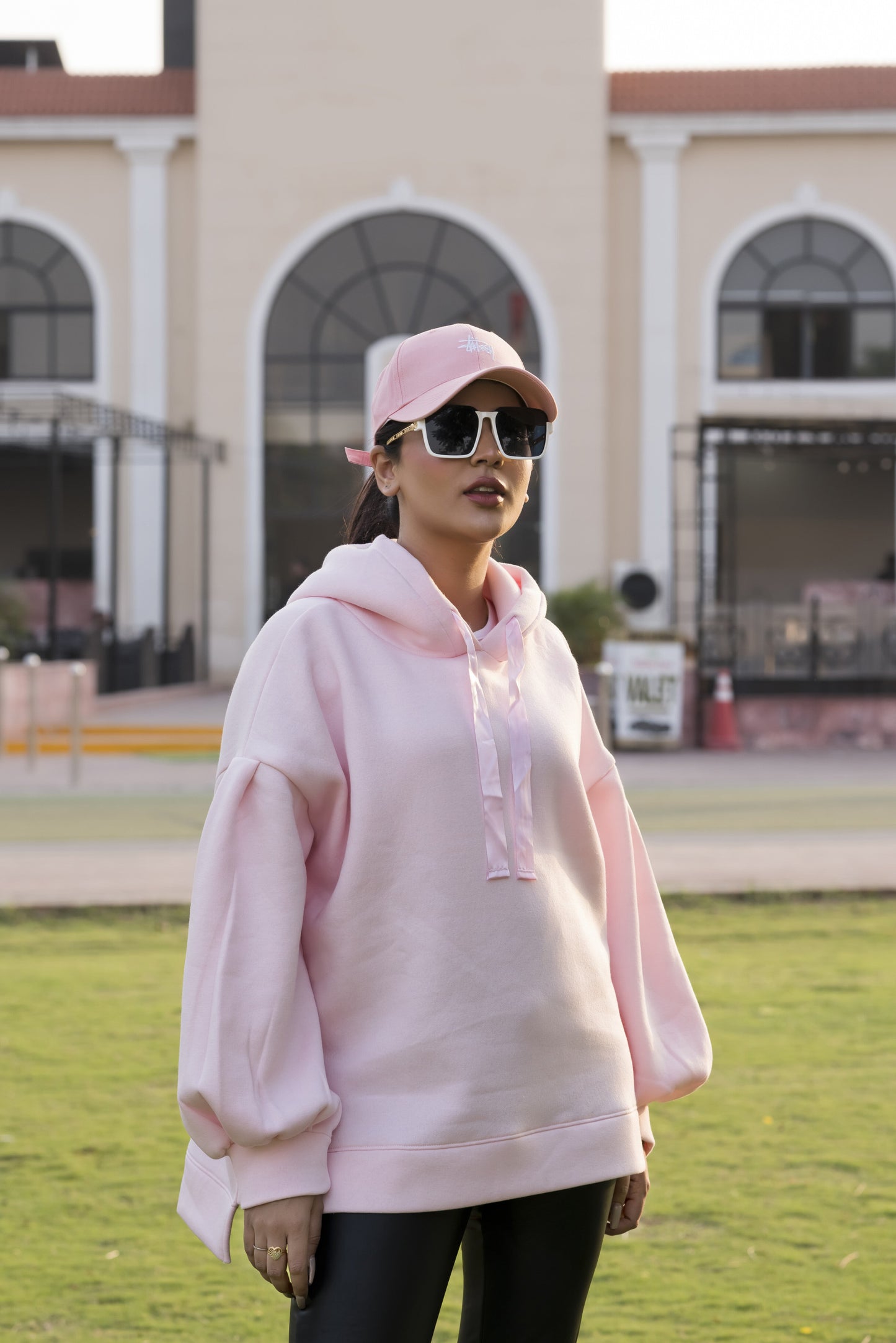 Ribbon Drawstring  One Size Plain Hood For Women-2519