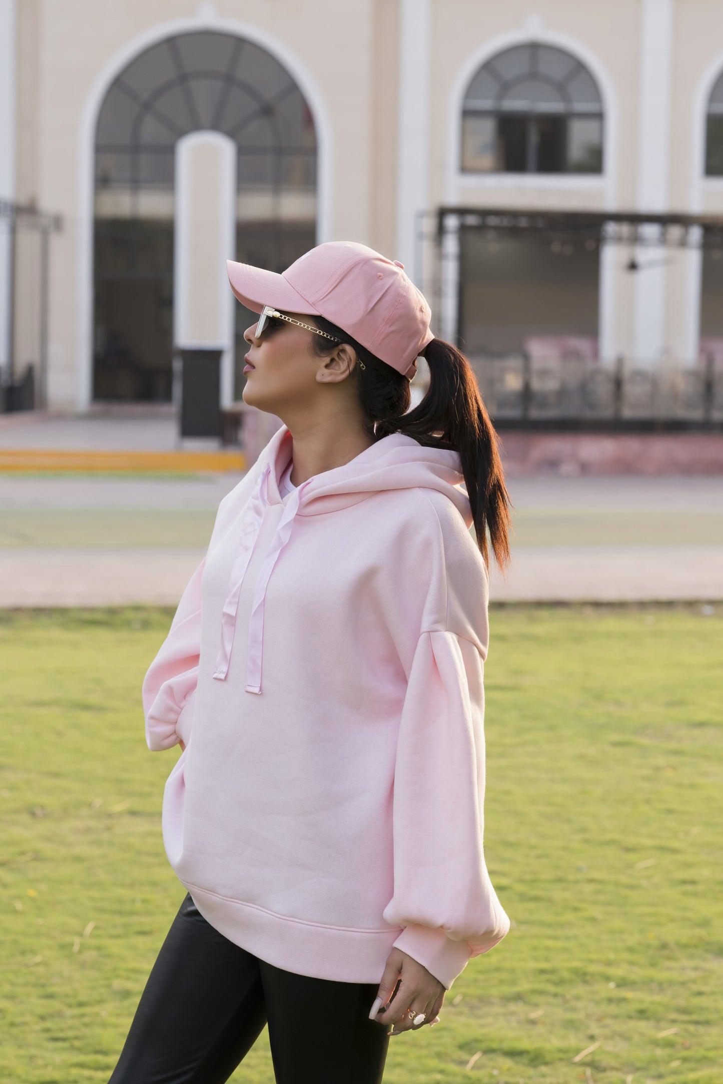 Ribbon Drawstring  One Size Plain Hood For Women-2519