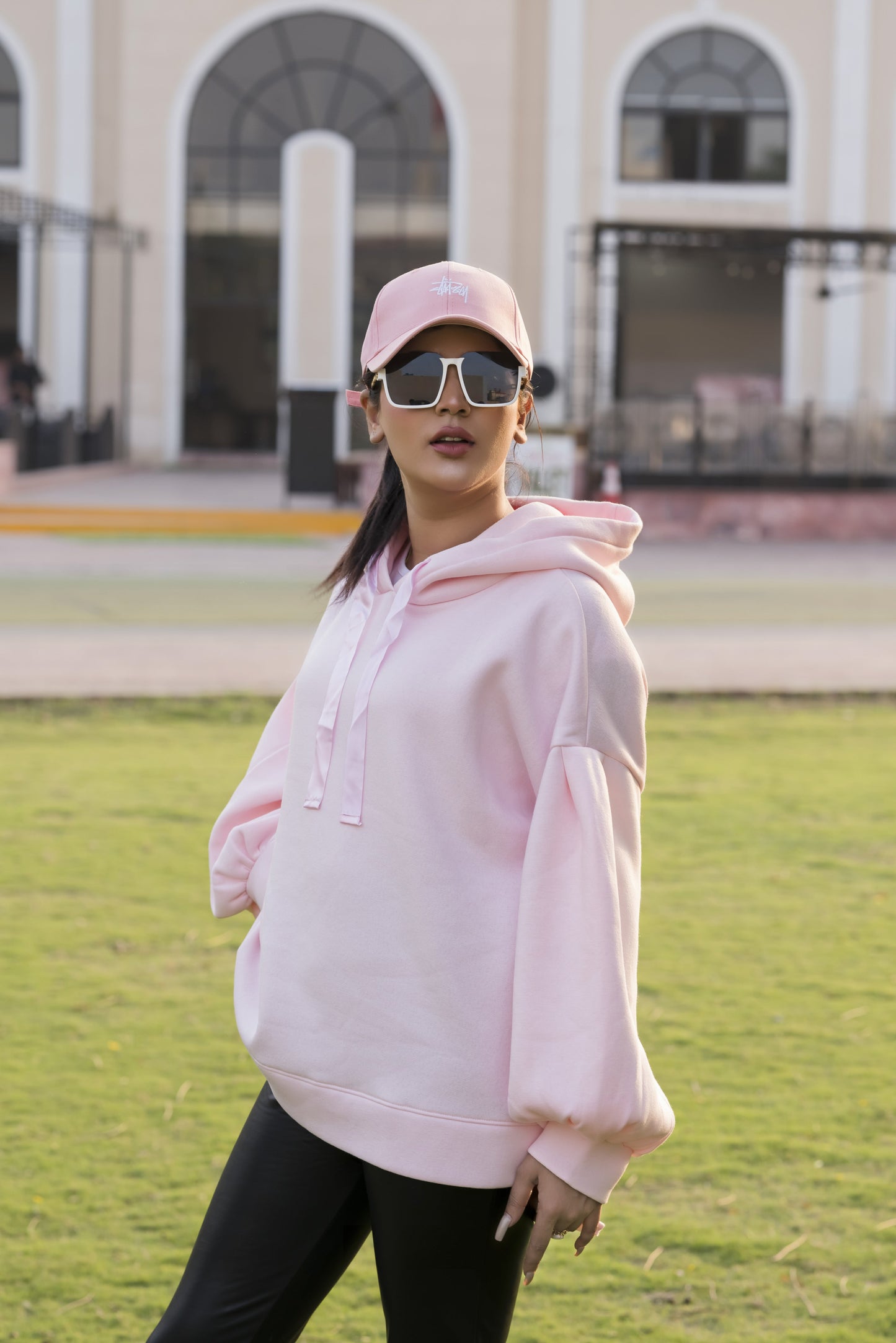 Ribbon Drawstring  One Size Plain Hood For Women-2519