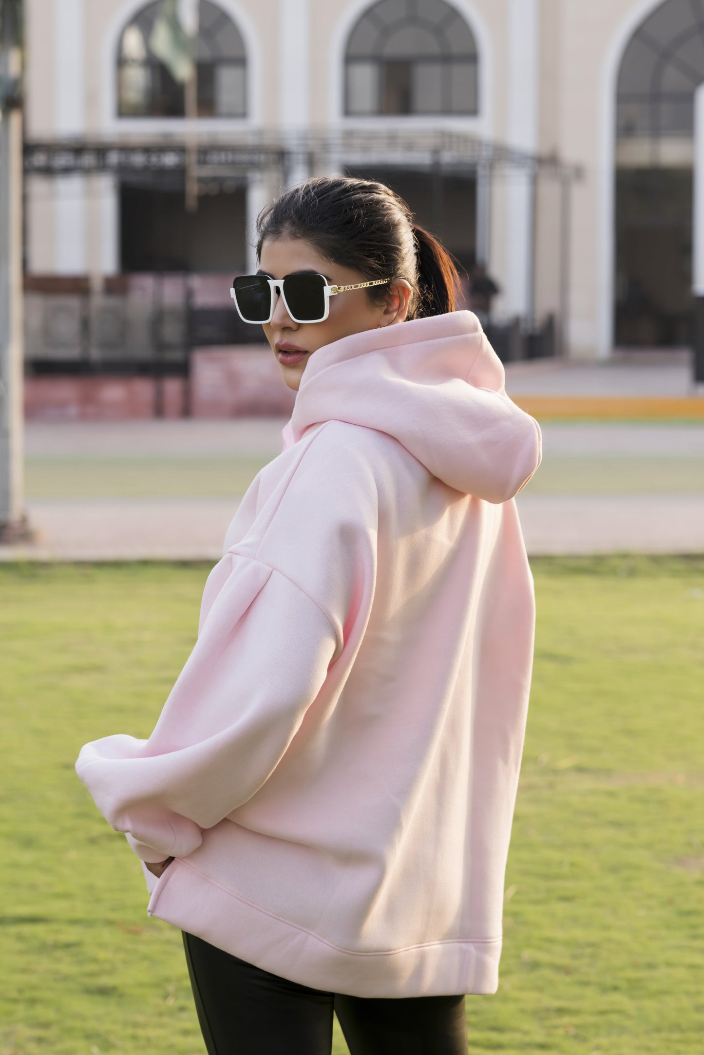 Ribbon Drawstring  One Size Plain Hood For Women-2519