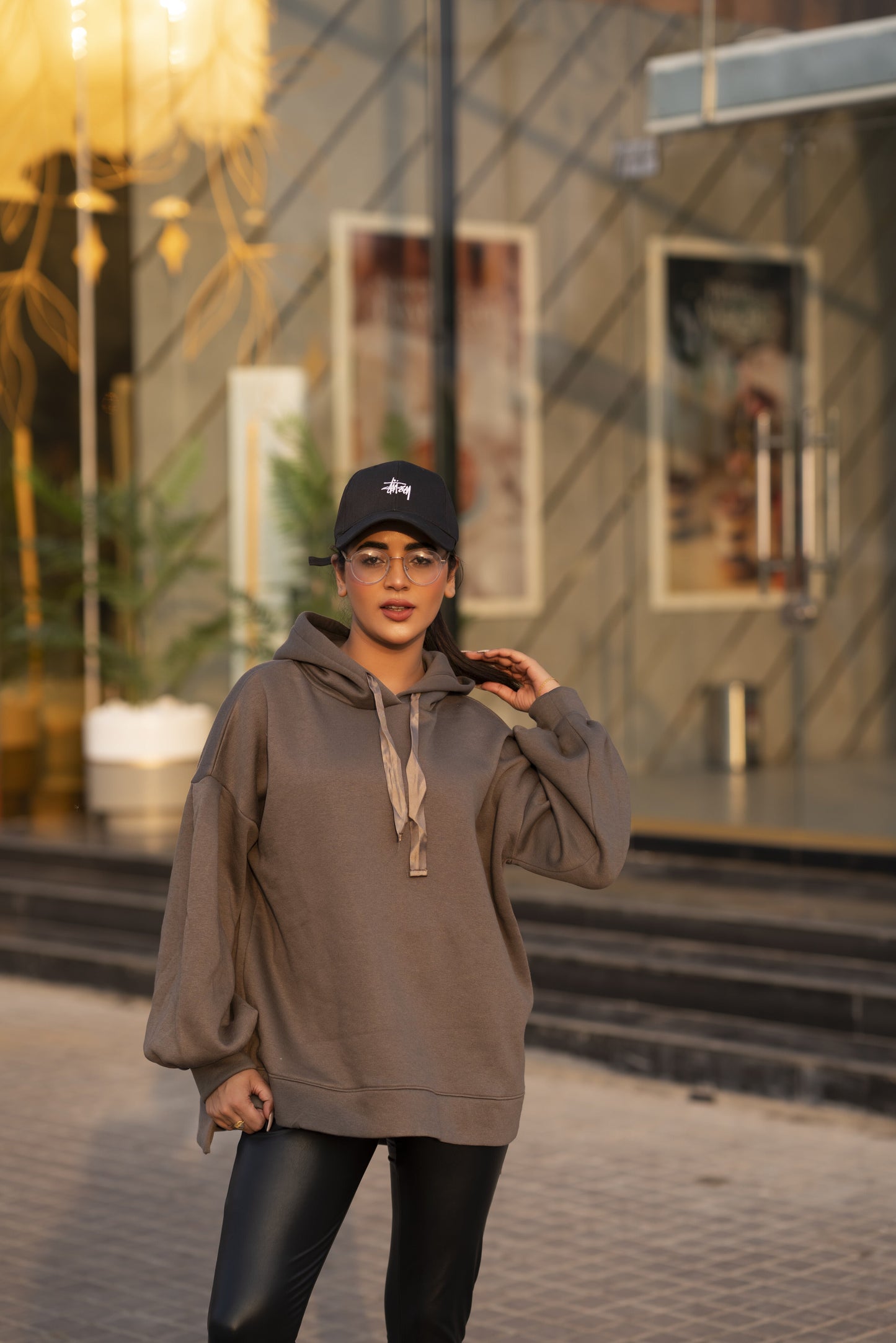 Ribbon Drawstring  One Size Plain Hood For Women-2519