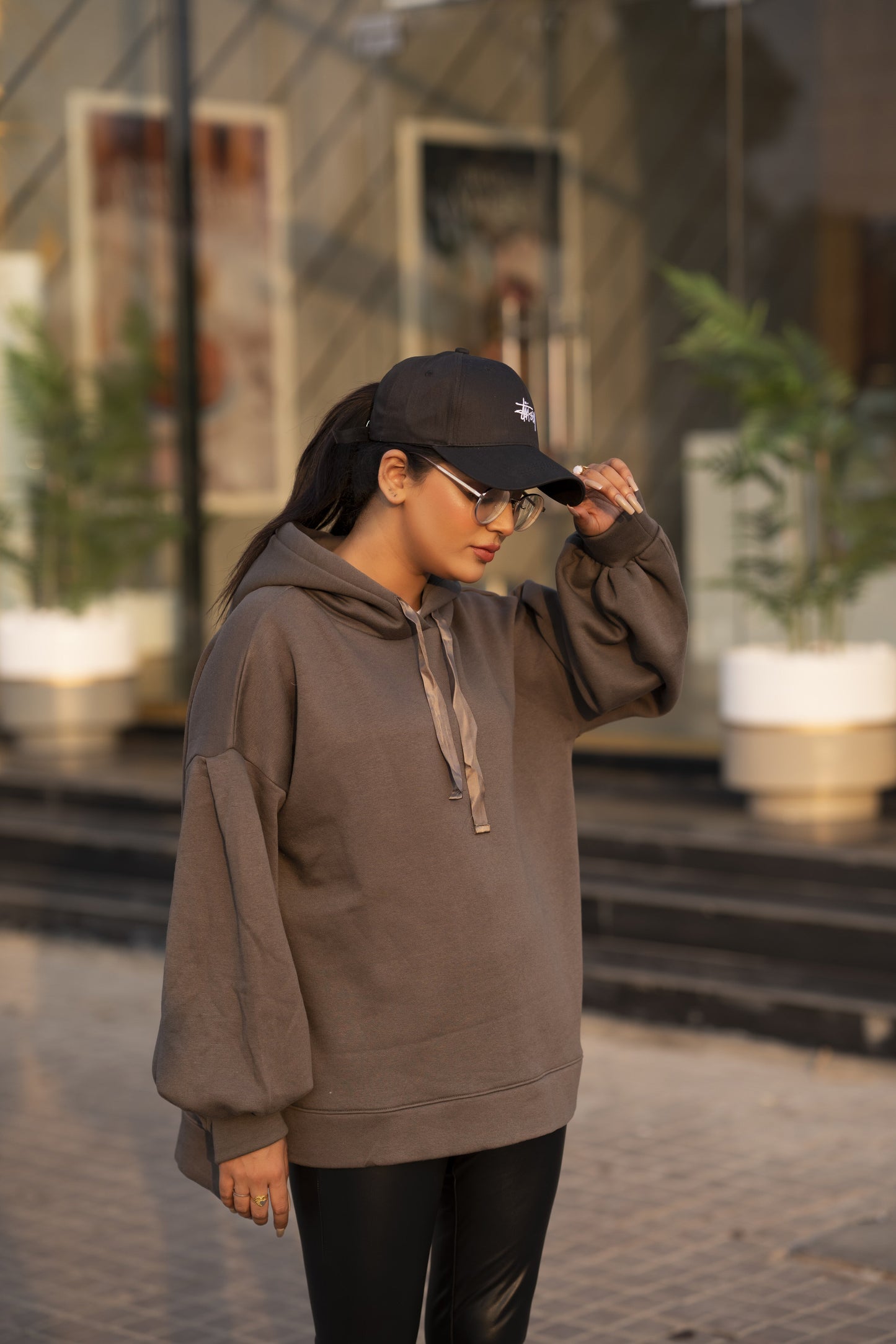 Ribbon Drawstring  One Size Plain Hood For Women-2519