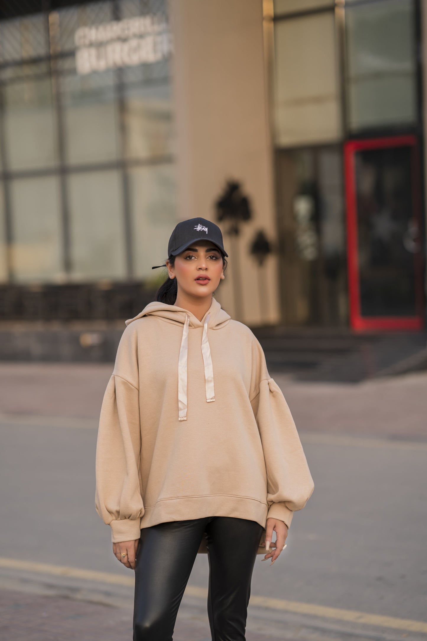 Ribbon Drawstring  One Size Plain Hood For Women-2519