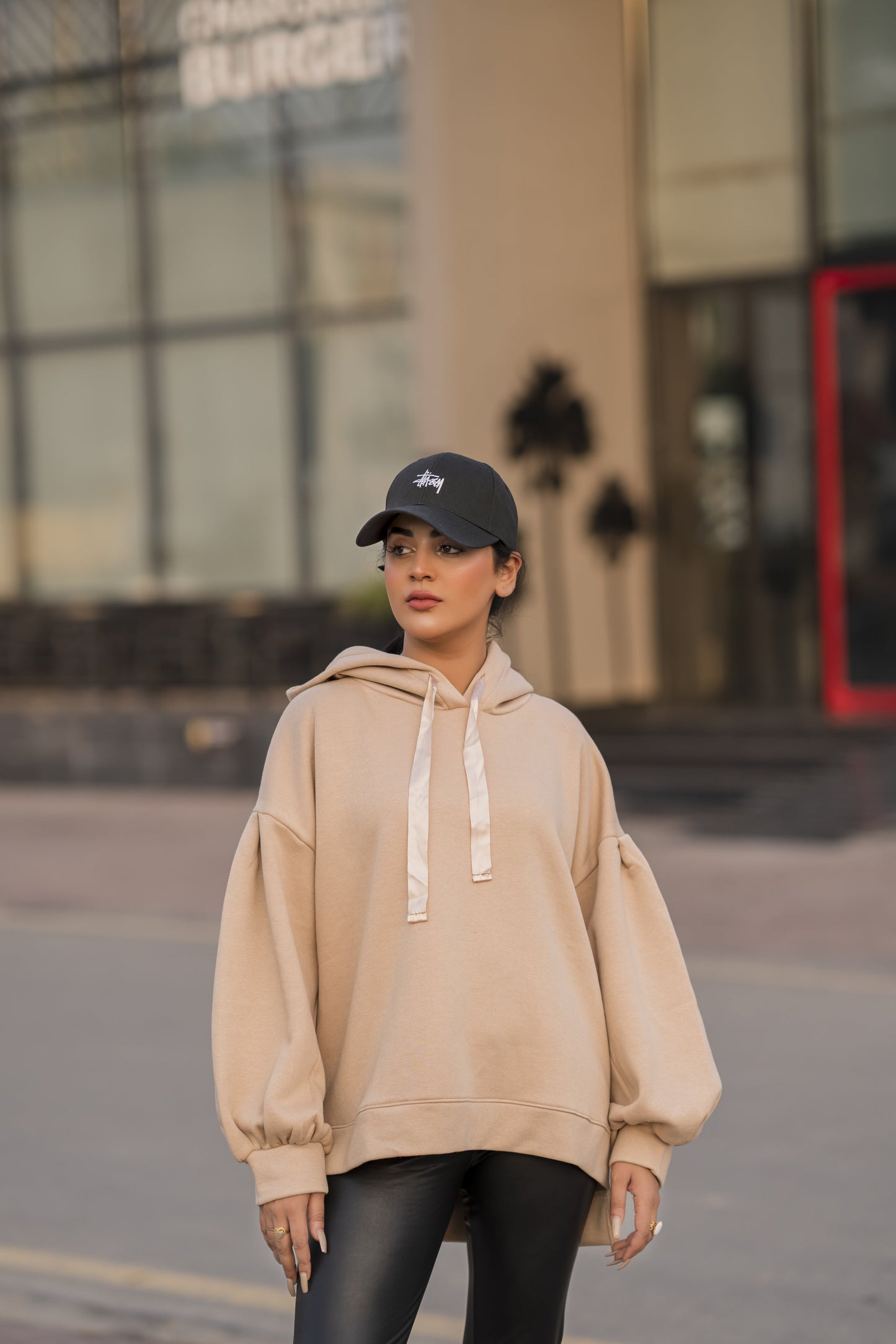 Ribbon Drawstring  One Size Plain Hood For Women-2519