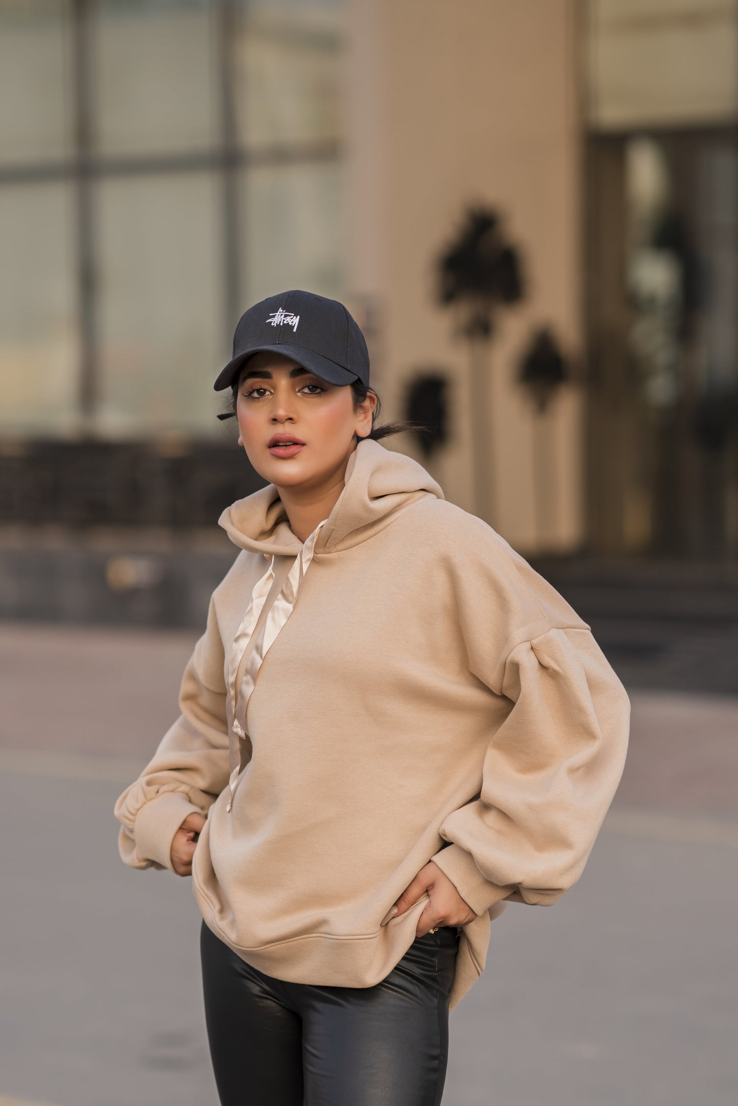 Ribbon Drawstring  One Size Plain Hood For Women-2519