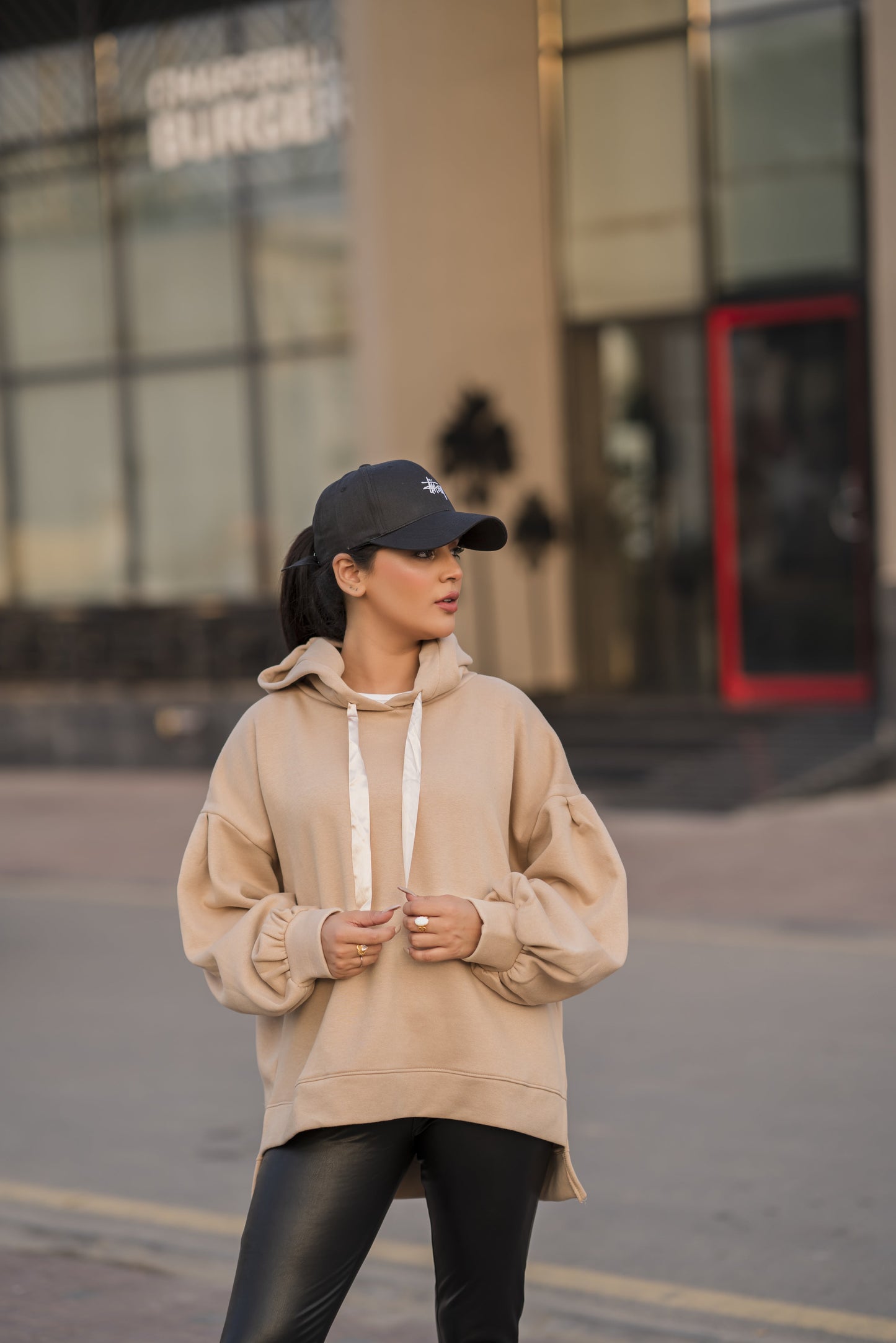 Ribbon Drawstring  One Size Plain Hood For Women-2519