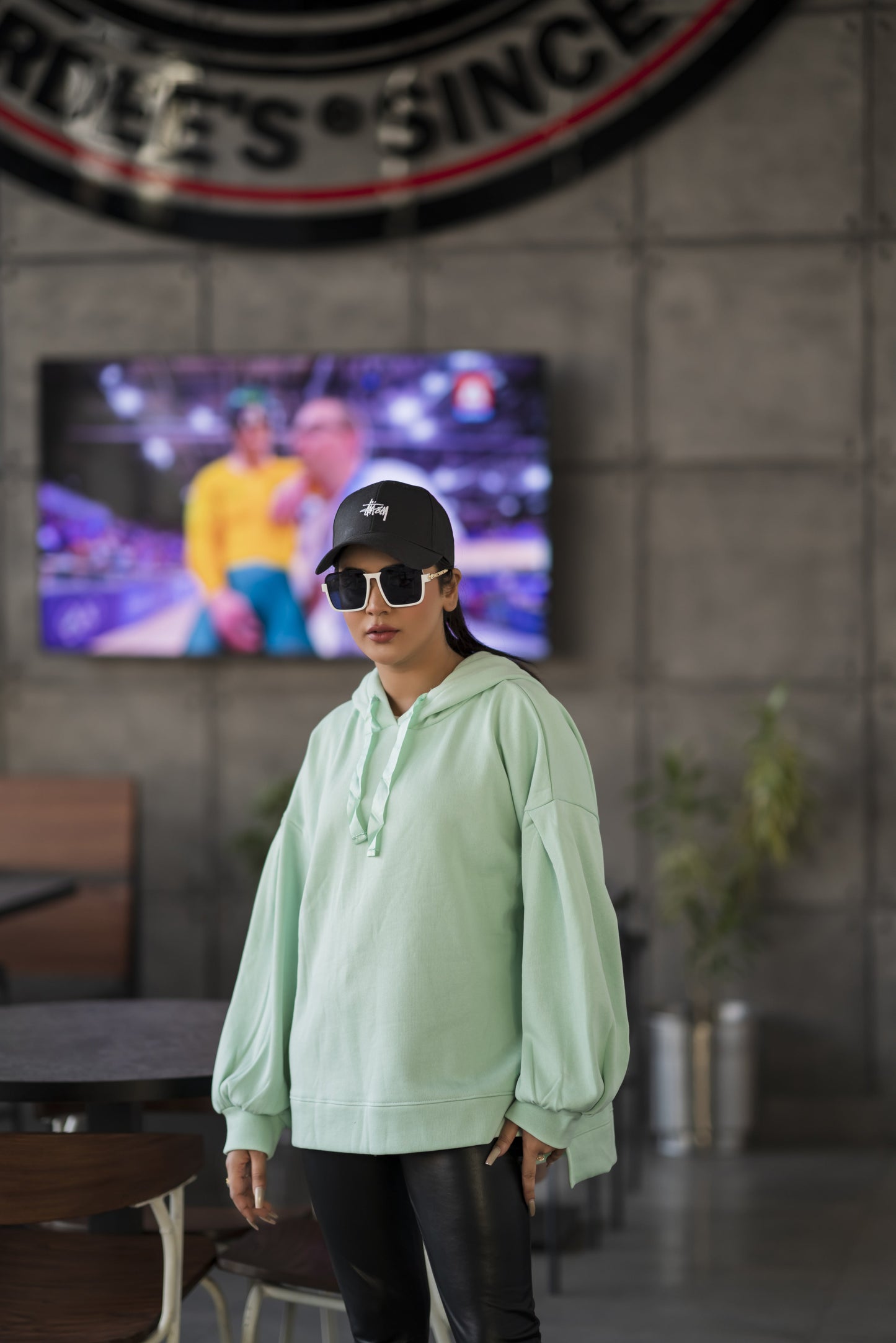 Ribbon Drawstring  One Size Plain Hood For Women-2519