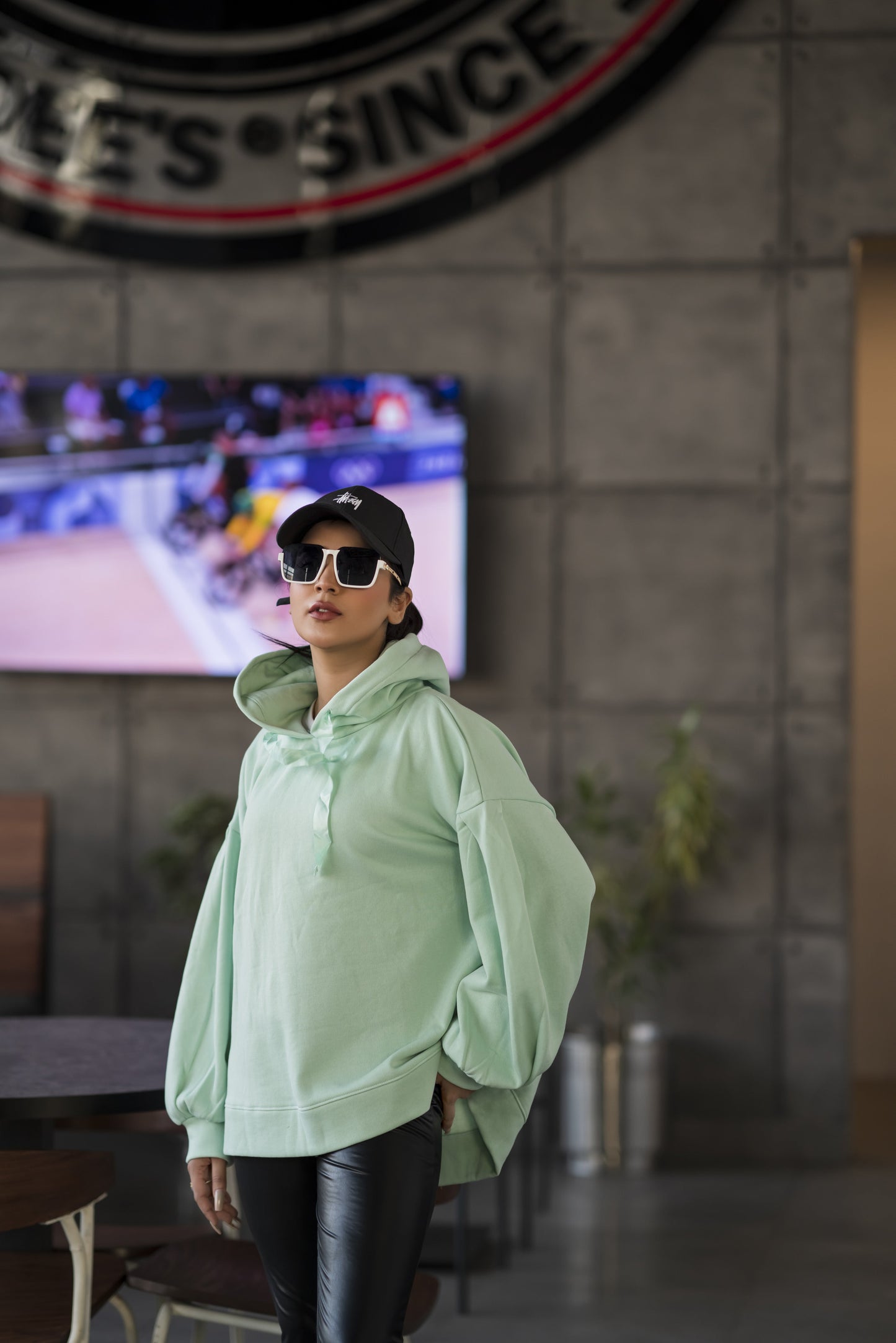 Ribbon Drawstring  One Size Plain Hood For Women-2519